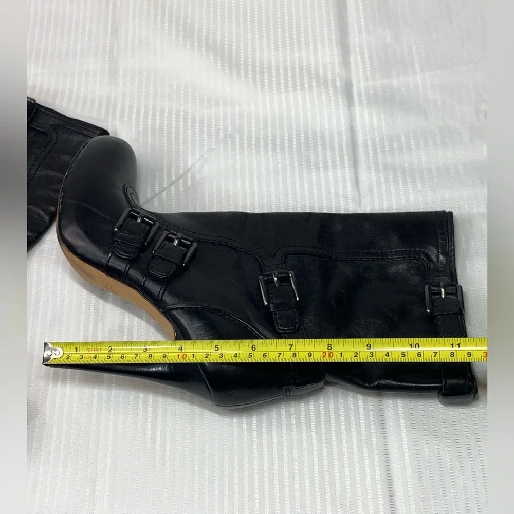 COACH Womens Marsha Mid Calf Black Leather High Heel Booties Boots sz 8 - Picture 9 of 15